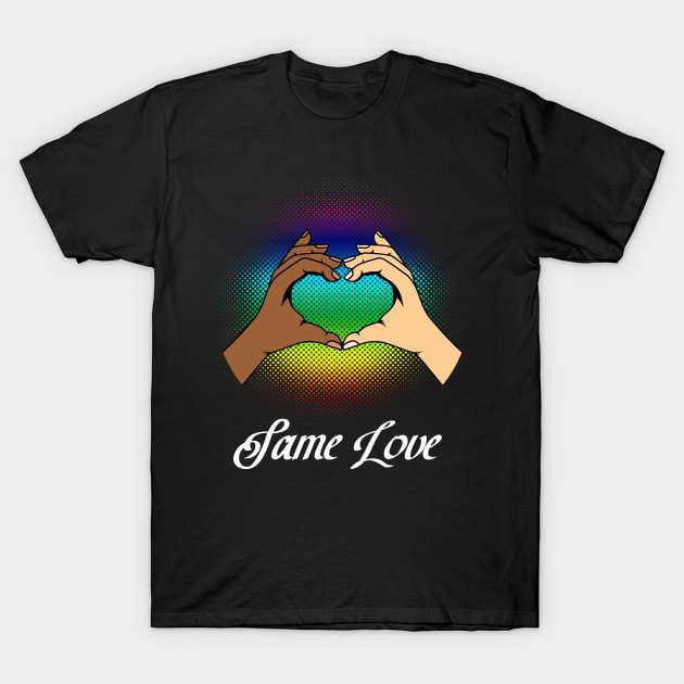 Gay Pride Rainbow Heart LGBT Gay Lesbian Gift T-Shirt by Lomitasu